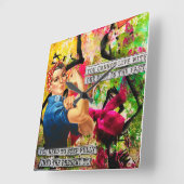 Mixed Media Inspirational Rosie the Riveter Quadratische Wanduhr (Winkel)