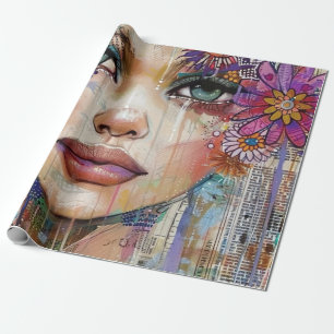 Mixed-Media-Kollage-Porträtkunst (6) Geschenkpapier