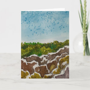 Mixed-Media-Landschafts-Felsen- und Himmel-Malerei Karte