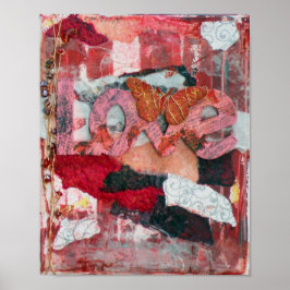 Mixed Media Liebe Butterfly Art Print Poster
