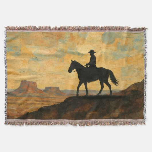 Mixed Media Lone Rider Throw Blanket - Textured Decke (Vorderseite)
