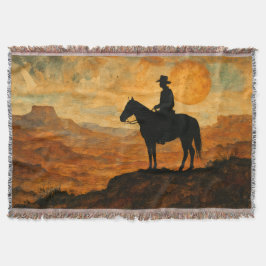 Mixed Media Lone Rider Throw Blanket - Textured We Decke