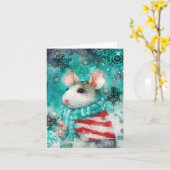 Mixed Media Mouse Print Christmas Card AP449B1 Karte (Gelbe Blume)