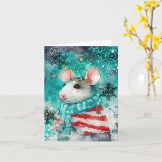 Mixed Media Mouse Print Christmas Card AP449B1 Karte (Gelbe Blume)