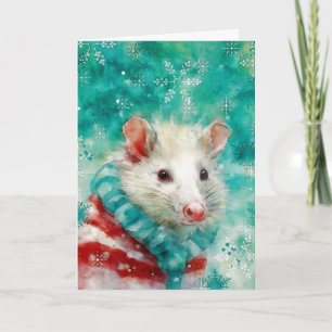 Mixed-Media-Opossum-Druck Weihnachtskarte AP445B1 Karte