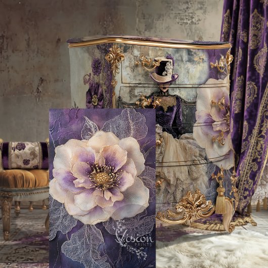 Mixed Media Peony, dunkel lila, lila & grau Seidenpapier