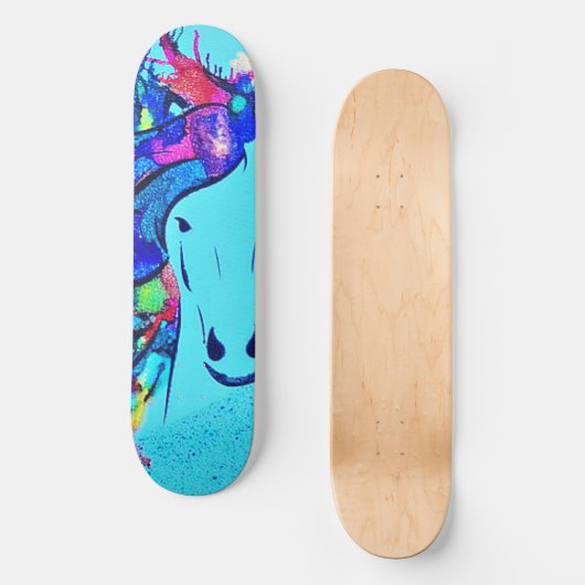 Mixed Media Pferd Skateboard (Vorderseite)