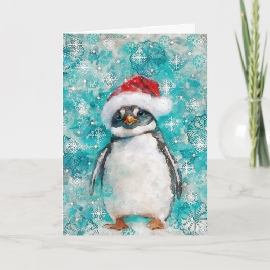 Mixed Media Pinguin Print Holiday Card AP457B1 Karte (Vorderseite)