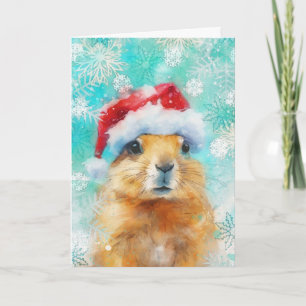Mixed-Media-Präriehund-Druck-Festtagskarte AP454C1 Karte