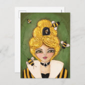 Mixed Media Queen beve Hive Girl Fun Whimsical Art Postkarte (Vorne/Hinten)