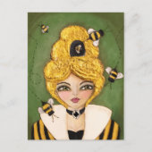 Mixed Media Queen beve Hive Girl Fun Whimsical Art Postkarte (Vorderseite)