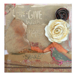 Mixed Media Quote Art Liebe geben Hoffnung teilen Fotodruck