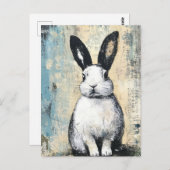 Mixed Media Rabbit Postkarte (Vorne/Hinten)