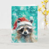 Mixed Media Raccoon Print Christmas Card AP438B1 Karte (Gelbe Blume)