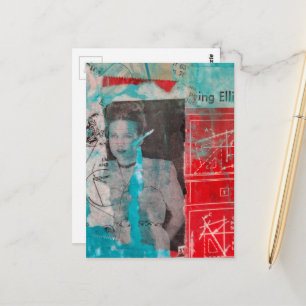 Mixed Media Retro Hobbys Holzarbeiten Frau Postkarte