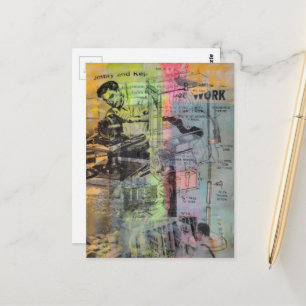 Mixed Media Retro Hobbys Holzarbeiten Männer Postkarte