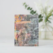 Mixed Media Retro Woodworking Collage Postkarte (Stehend Vorderseite)