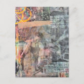 Mixed Media Retro Woodworking Collage Postkarte (Vorderseite)