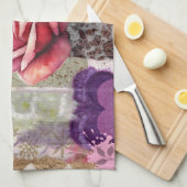 Mixed Media Rose Floral Collage Kitchen Towel Geschirrtuch (Viertel Falte)