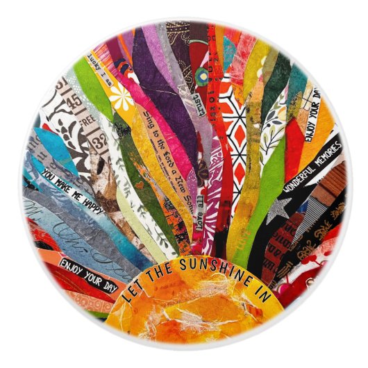 Mixed Media Sonne Keramikknauf (Vorderseite)