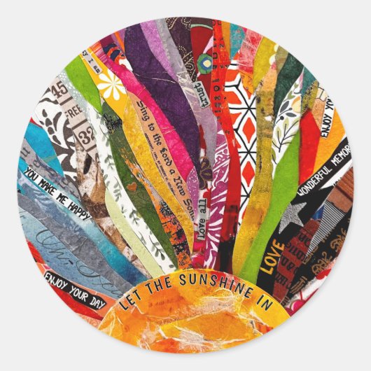 Mixed Media Sonne  Runder Aufkleber (Vorderseite)