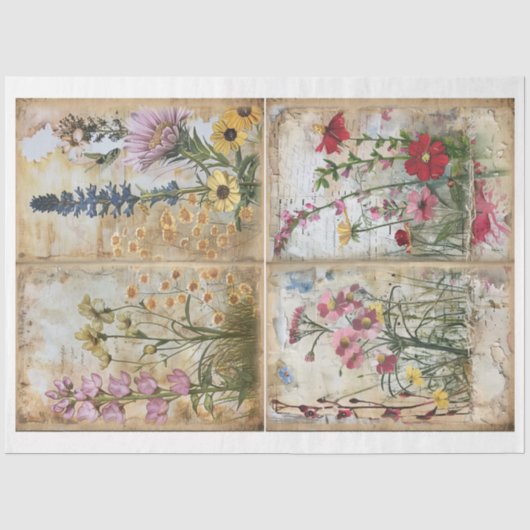 Mixed Media Style Scrapbook Blumenhintergrund D Seidenpapier (Vorderseite)