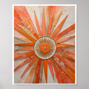 Mixed Media Sunburst Artwork Poster Wall Art Deco