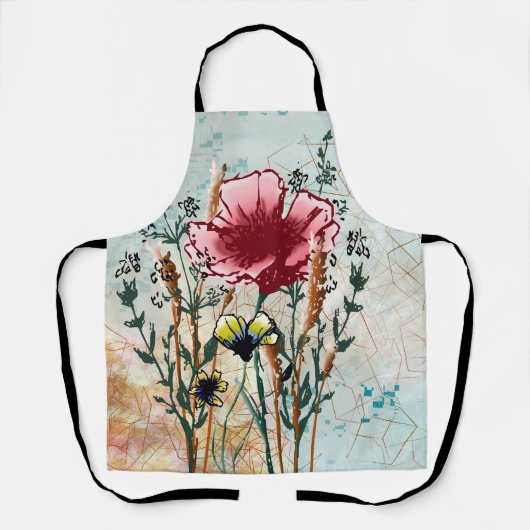 Mixed Media Wildflower Apron Schürze (Vorderseite)