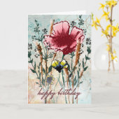 Mixed Media Wildflower Birthday Karte (Gelbe Blume)