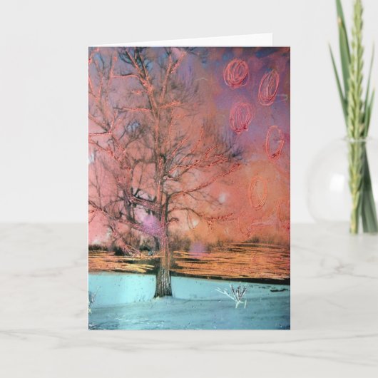 Mixed Media Winter Tree Karte (Vorderseite)