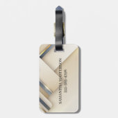 Mixed Metal 3-D Look Calligraphy Gold Monogram Gepäckanhänger (Rückseite vertikal)