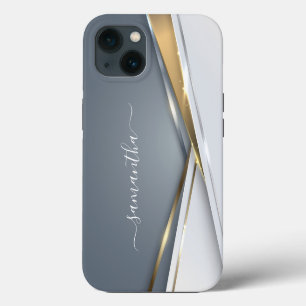 Mixed Metal 3D-Look-Kalligrafie-Gold-Monogramm iPhone 13 Hülle