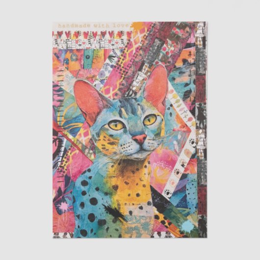 Mixed Mixed Paper Cat Collage Tissue Paper Seidenpapier (Vorderseite)