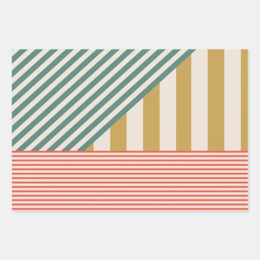Mixed Modern Strip Weihnachtsfeiertag Geschenkpapier Set (Vorderseite 3)
