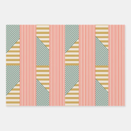 Mixed Modern Strip Weihnachtsfeiertag Geschenkpapier Set