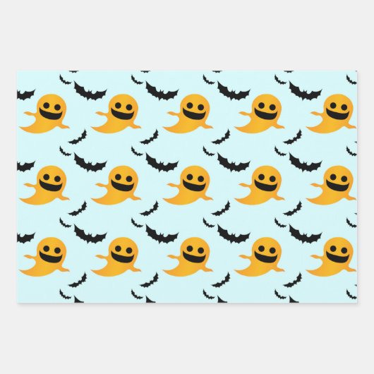 Mixed Muster Little Boo Ghost Bats Halloween-Gesch Geschenkpapier Set (Vorderseite)