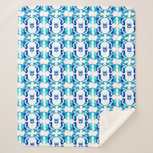 Mixed-Muster Original-Design und digitales zeichn. Sherpadecke (Vorderseite)