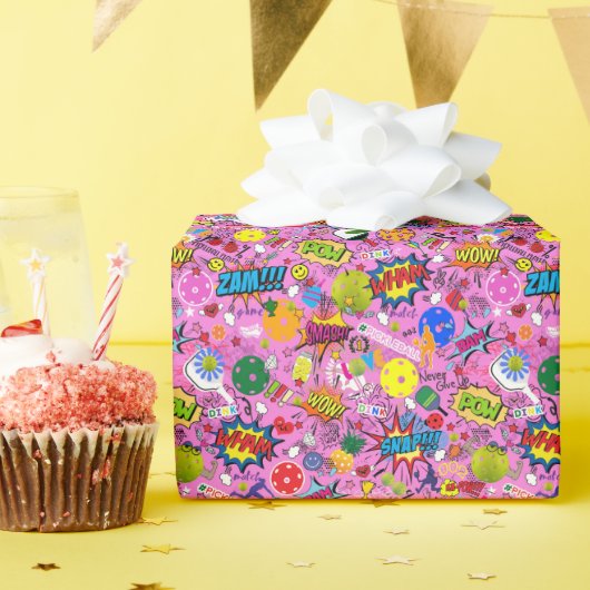 😍 Mixed Pickleball Rosa Geschenkpapier (Geburtstagsparty)