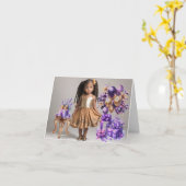 Mixed Race Little Girl Geburtstag Karte (Gelbe Blume)