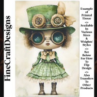 Mixed Race Steampunk Doll, Green AM6 Decoupage