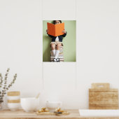 Mixed Rennen Girl sitzt auf Bücherstapeln Poster (Küche)