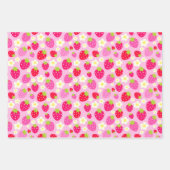 Mixed Rosa & Rote Sommer Erdbeeren & Blume Geschenkpapier Set (Vorderseite 2)