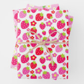 Mixed Rosa & Rote Sommer Erdbeeren & Blume Geschenkpapier Set (Beispiel)