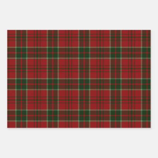 Mixed Rot & Grün Winter Weihnachten Karierte Muste Geschenkpapier Set (Vorderseite 3)