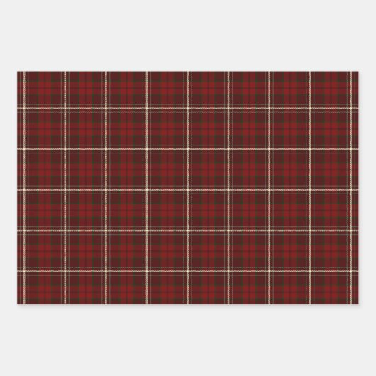 Mixed Rot & Grün Winter Weihnachten Karierte Muste Geschenkpapier Set (Vorderseite)