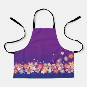 Mixed Sakura Blossoms Kimono Style Blau & Lila Schürze
