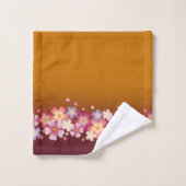 Mixed Sakura Blossoms Kimono Style Burgund & Gold Badhandtuch Set (Waschlappen)