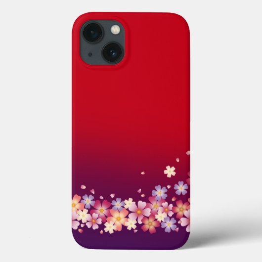 Mixed Sakura Blossoms Kimono Style Red & Purple Case-Mate iPhone Hülle (Rückseite)
