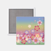 Mixed Sakura Blossoms Kimono Style Regenbogen Magnet (Vorderseite/Rückseite)