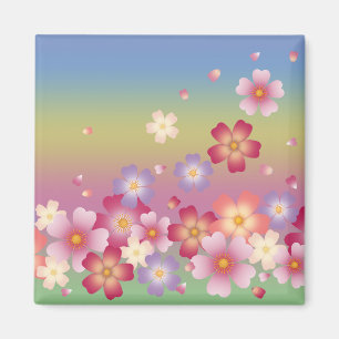 Mixed Sakura Blossoms Kimono Style Regenbogen Magnet